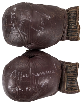 Late 1960s Muhammad Ali Training Used & Signed Boxing Gloves - One Signed By George Chuvalo (Hamilton LOA & JSA)